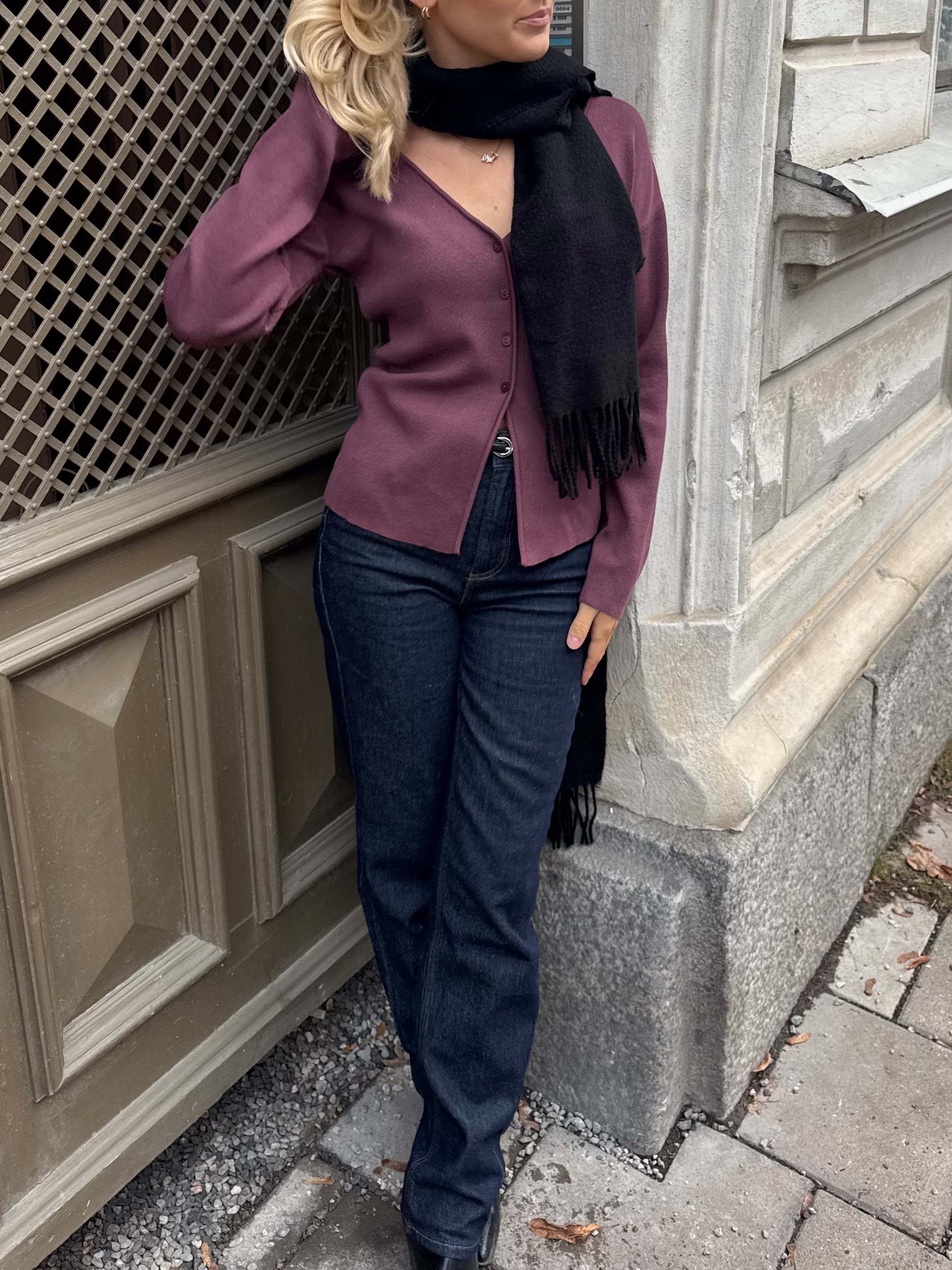 VIODINE Knit Cardigan - Plum Wine